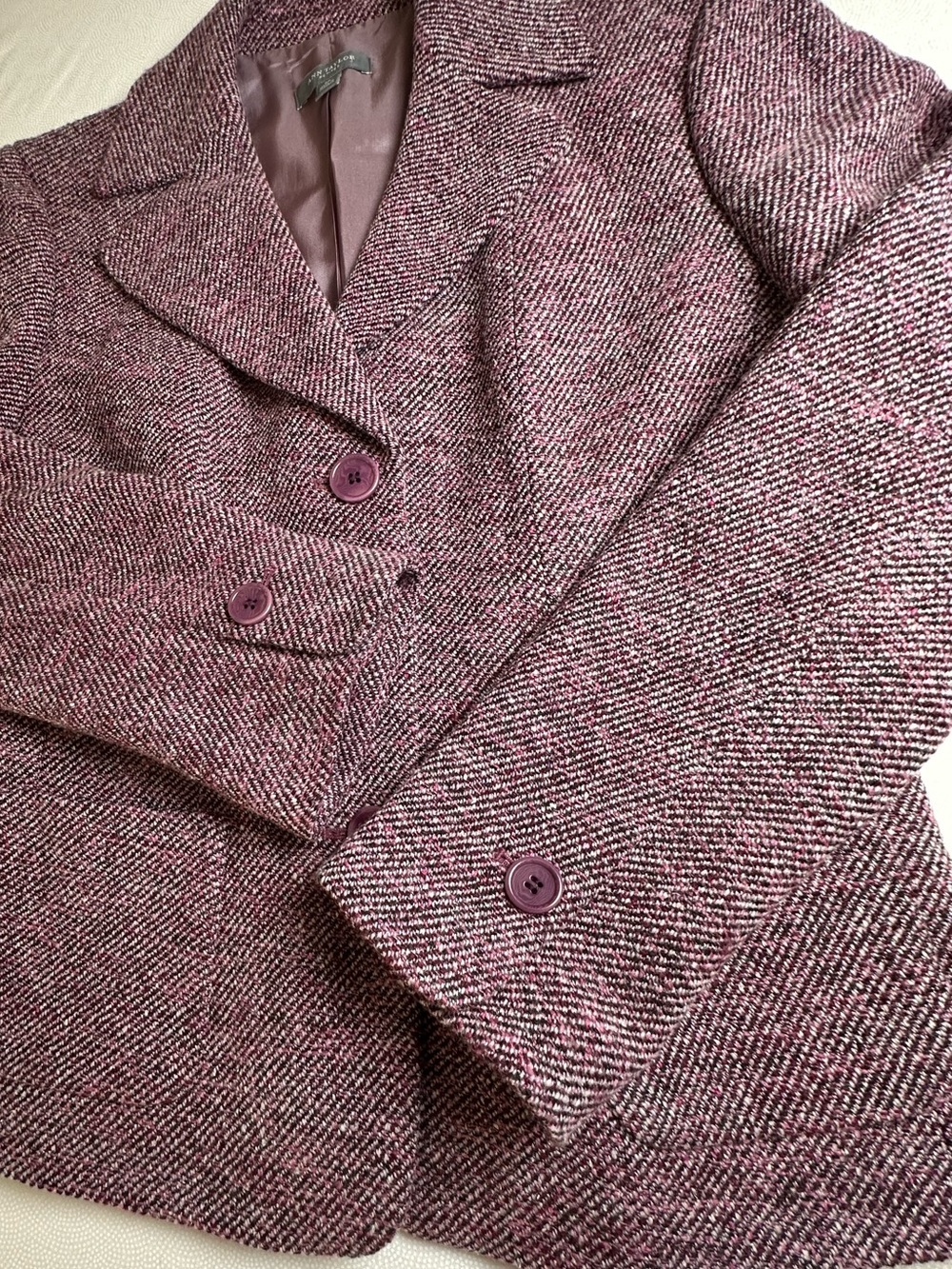 Vintage 90’s Ann Taylor Petites 6P Maeve Tweed Blazer Wool Silk Career Jacket - Picture 8 of 8
